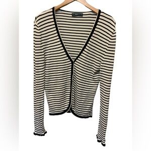 Zara Black and White Striped Cardigan